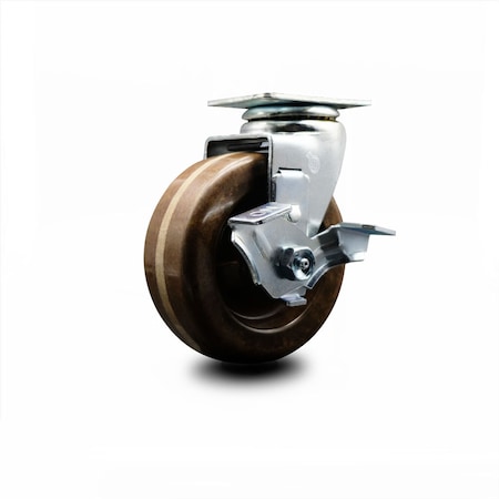 4 Inch High Temp Phenolic Swivel Caster With Roller Bearing And Brake SCC
